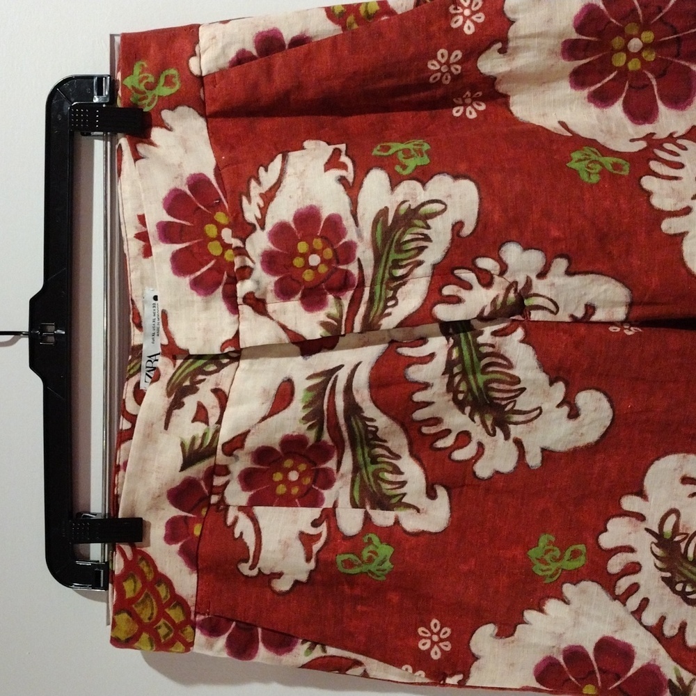 Zara Linen Blend Resort Set Printed Wide Leg Pants XL Tunic Dress M/L Boho - Picture 13 of 17